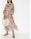 Ladybeetle lace-trim floral-print dress