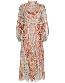 Ladybeetle lace-trim floral-print dress
