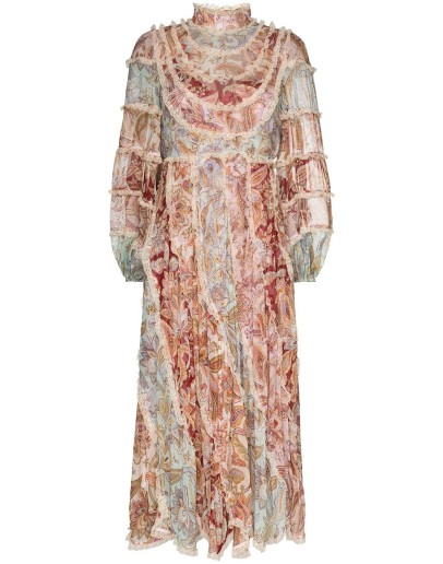 Ladybeetle lace-trim floral-print dress