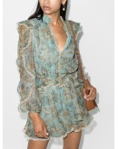 floral-print ruffle-detail playsuit