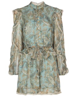 floral-print ruffle-detail playsuit