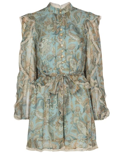 floral-print ruffle-detail playsuit