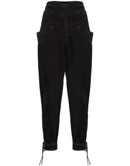 high-waisted straight-leg jeans
