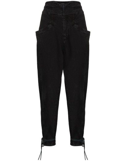 high-waisted straight-leg jeans