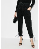 high-waisted straight-leg jeans