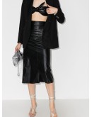 high-waist faux leather skirt