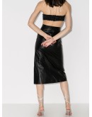 high-waist faux leather skirt