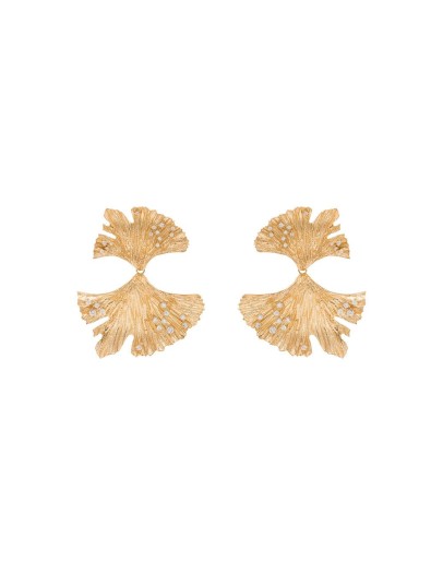 Golden Hues Gingko 24kt gold-plated earrings