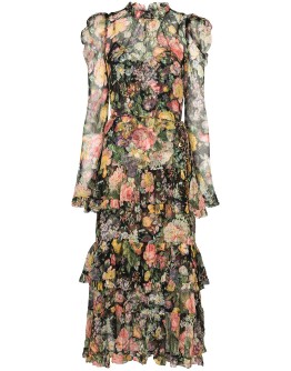 Ladybeetle floral-print puff-sleeve dress