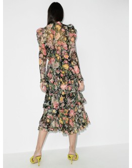 Ladybeetle floral-print puff-sleeve dress
