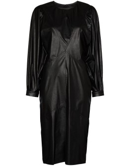 puff-sleeve midi dress