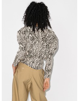 pouf sleeve zebra print shirt