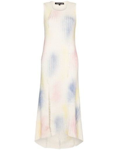 blotted-print ribbed-knit dress