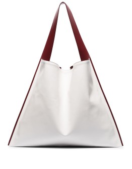 contrast trim oversized tote bag