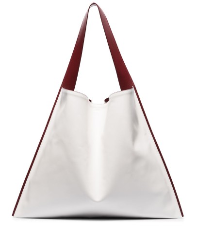 contrast trim oversized tote bag