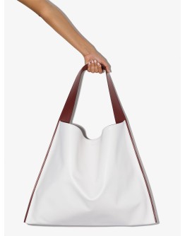 contrast trim oversized tote bag