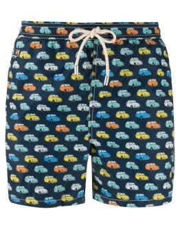 vintage car print swim shorts