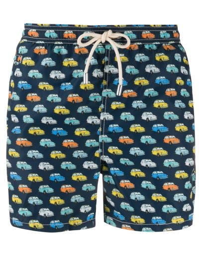 vintage car print swim shorts