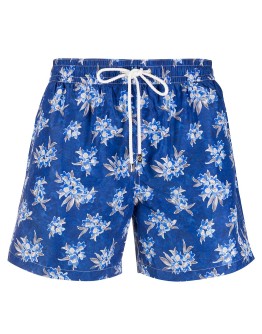 drawstring small floral print swim shorts