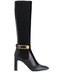 safety pin knee-high boots