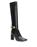 safety pin knee-high boots