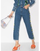 beaded high-rise straight-leg jeans
