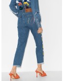 beaded high-rise straight-leg jeans