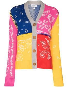 colour block paisley pattern cardigan