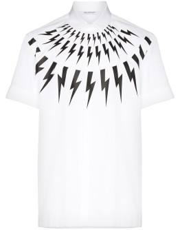 Thunderbolt print short-sleeve shirt