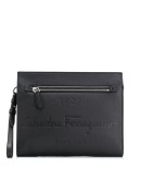 logo-debossed leather clutch