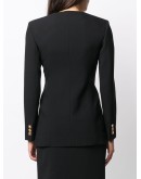 graphic-neckline double-breasted blazer