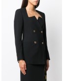 graphic-neckline double-breasted blazer