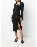 graphic-neckline double-breasted blazer