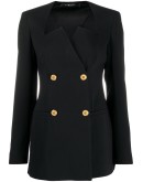 graphic-neckline double-breasted blazer