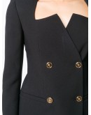 graphic-neckline double-breasted blazer