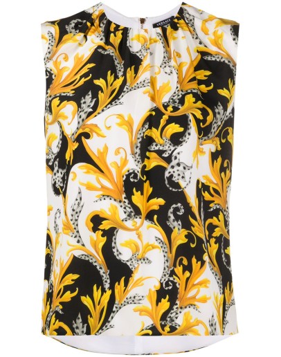 printed silk top