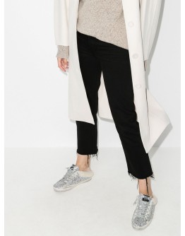 Sabot shearling and glittered slip-on sneakers