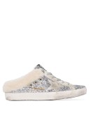 Sabot shearling and glittered slip-on sneakers