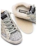 Sabot shearling and glittered slip-on sneakers