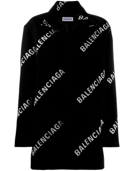 all-over logo A-line coat