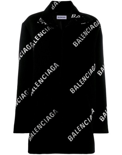 all-over logo A-line coat