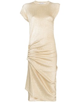 asymmetric ruched midi dress