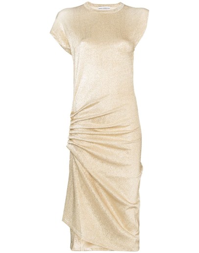 asymmetric ruched midi dress