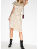 asymmetric ruched midi dress