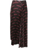 logo print pleated skirt