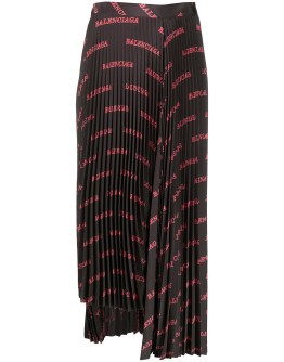 logo print pleated skirt
