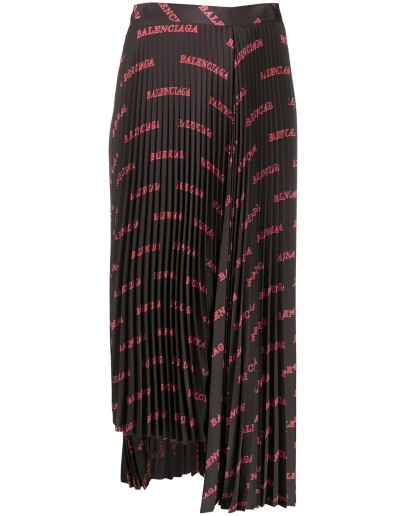 logo print pleated skirt