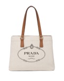 logo-print canvas tote bag