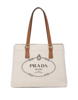 logo-print canvas tote bag