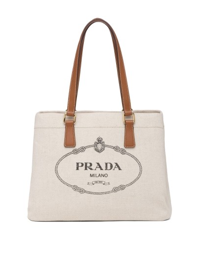 logo-print canvas tote bag